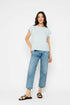 Daisy-Textured Rib Roll Cuff Tee
